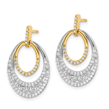 14k Yellow Gold Two-tone Real Diamond Earrings