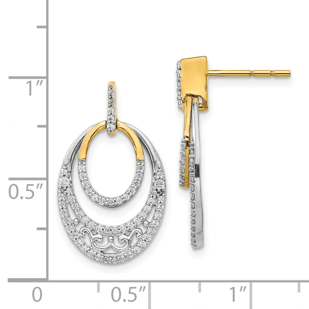 14k Yellow Gold Two-tone Real Diamond Earrings