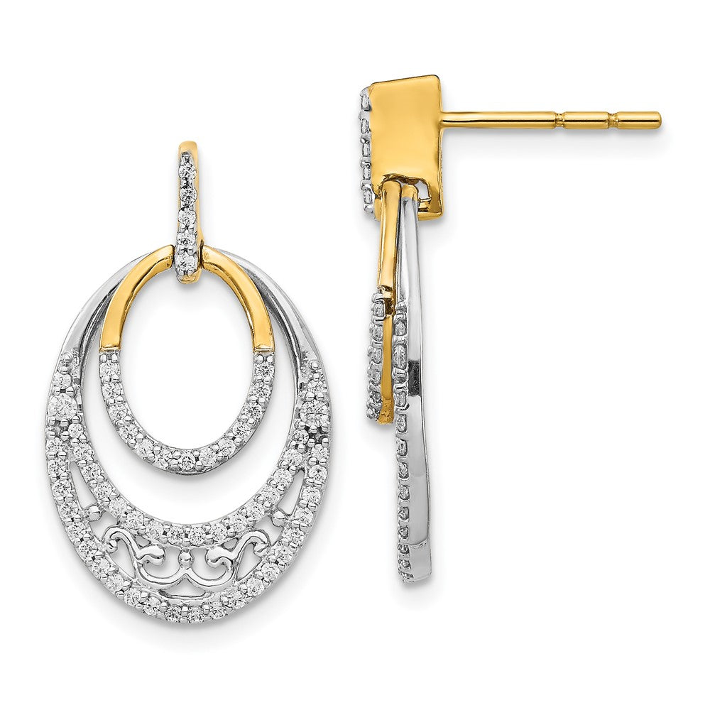 14k Yellow Gold Two-tone Real Diamond Earrings