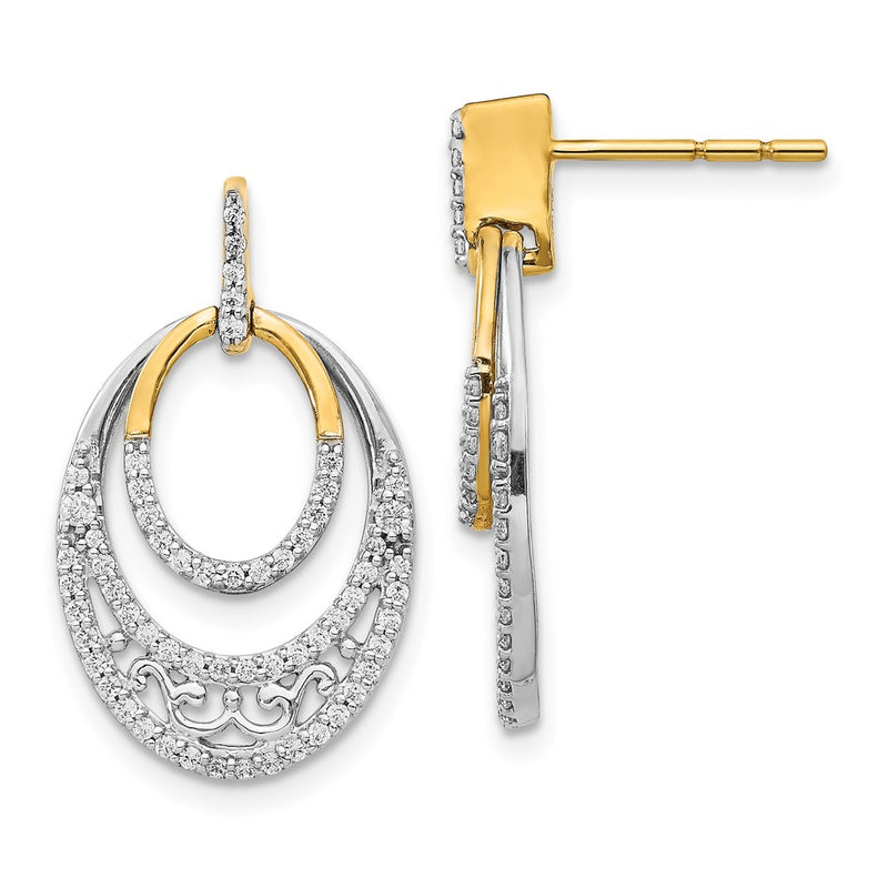 14k Yellow Gold Two-tone Real Diamond Earrings