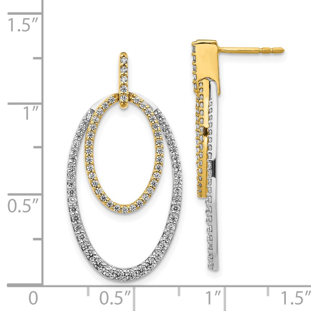 14k Yellow Gold Two-tone Real Diamond Earrings