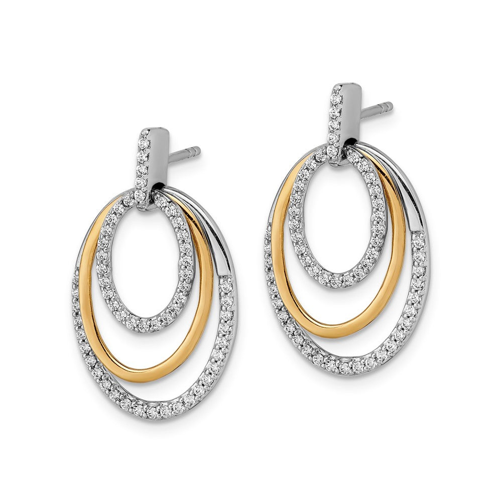 14k Yellow Gold Two-tone Real Diamond Earrings