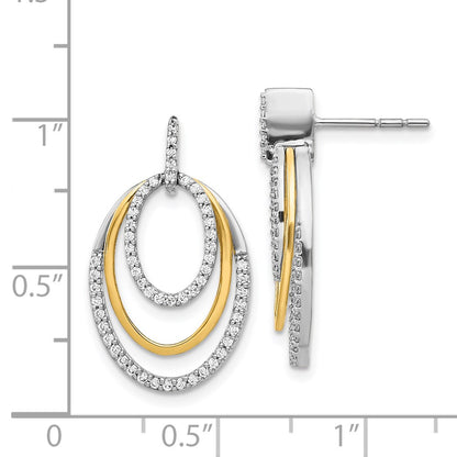 14k Yellow Gold Two-tone Real Diamond Earrings