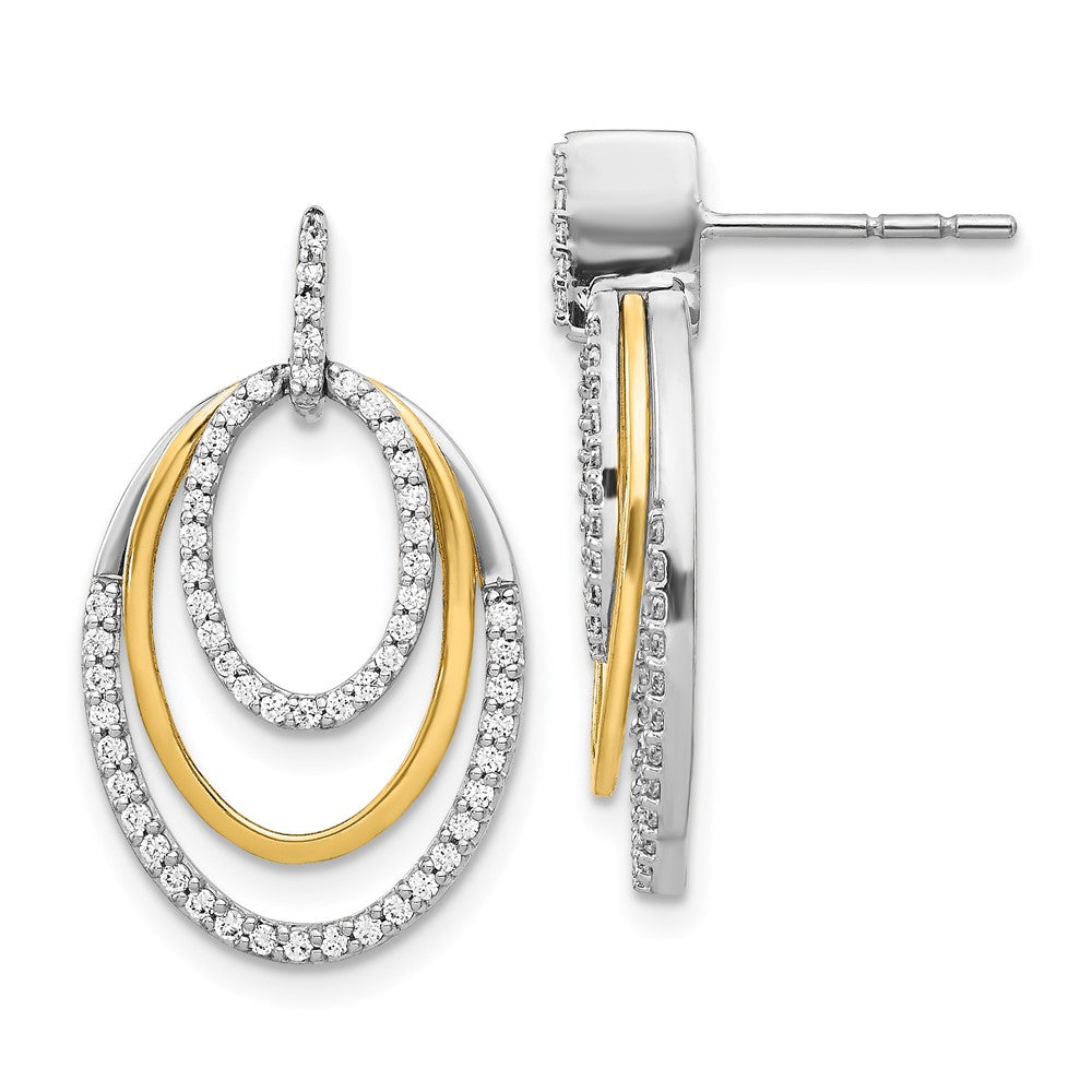 14k Yellow Gold Two-tone Real Diamond Earrings
