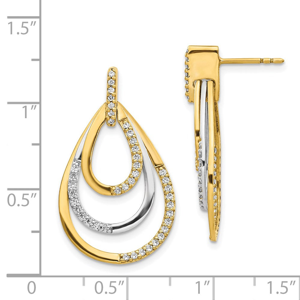 14k Yellow Gold Two-tone Real Diamond Earrings