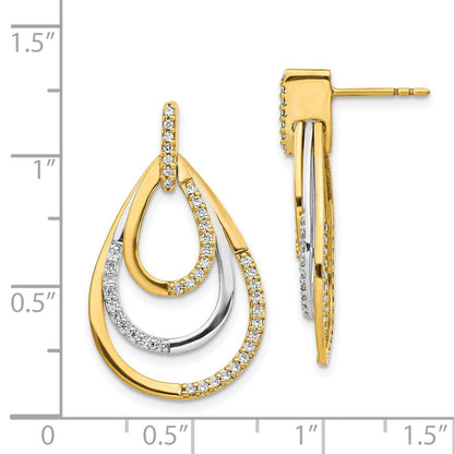 14k Yellow Gold Two-tone Real Diamond Earrings