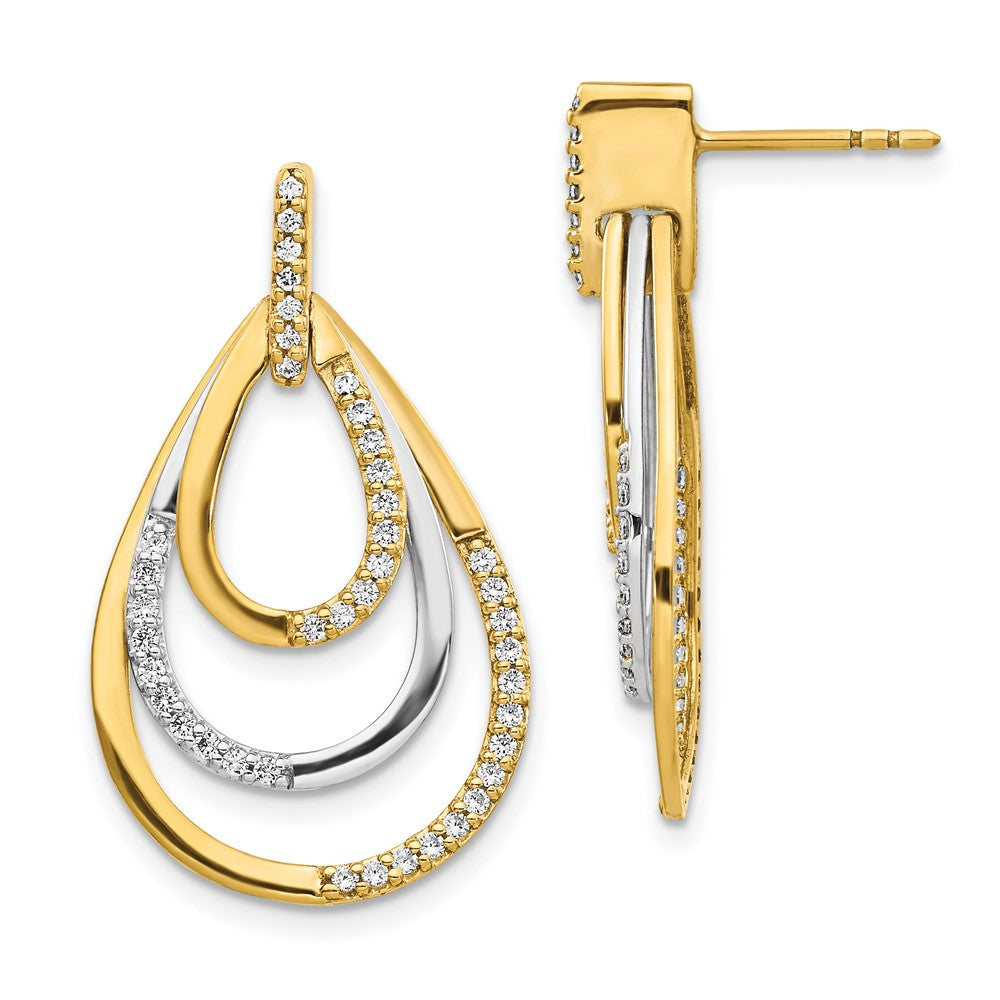 14k Yellow Gold Two-tone Real Diamond Earrings
