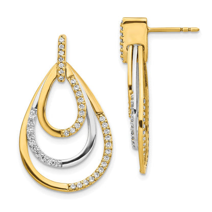 14k Yellow Gold Two-tone Real Diamond Earrings
