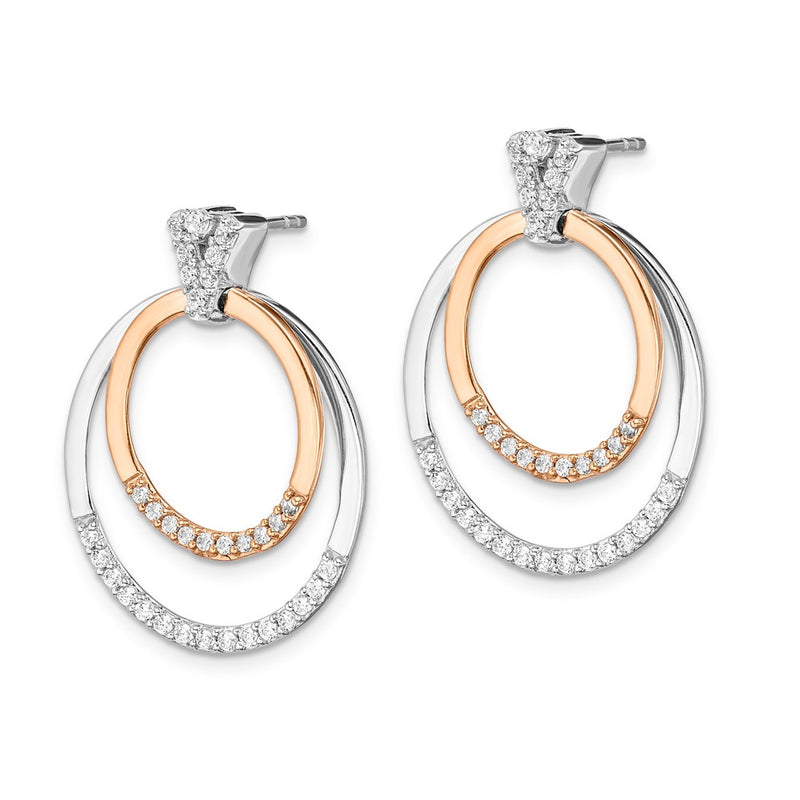 14k Yellow Gold Two-tone Real Diamond Earrings