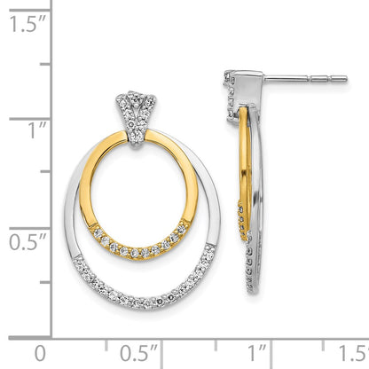14k Yellow Gold Two-tone Real Diamond Earrings