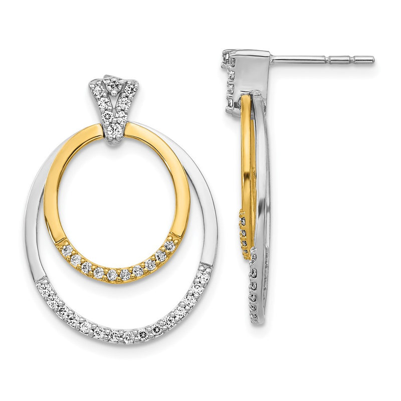 14k Yellow Gold Two-tone Real Diamond Earrings