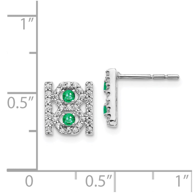14k White Gold Real Diamond & Emerald Fancy Earrings