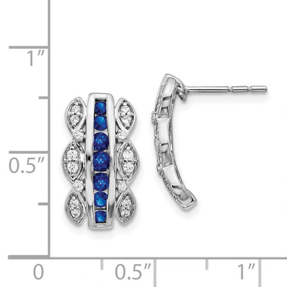 14k White Gold Real Diamond & Sapphire Fancy Earrings
