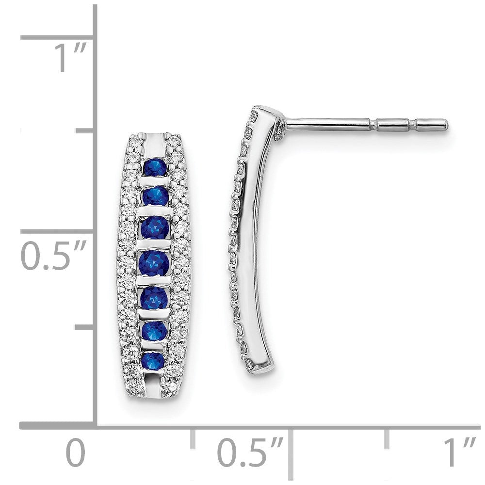 14k White Gold Real Diamond & Sapphire Fancy Earrings