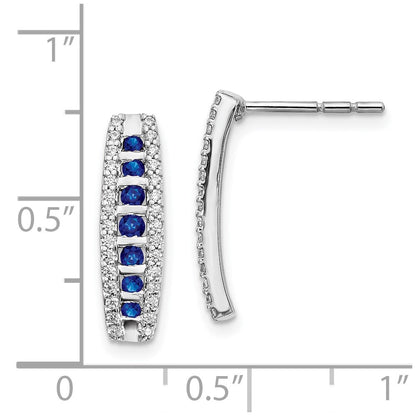 14k White Gold Real Diamond & Sapphire Fancy Earrings