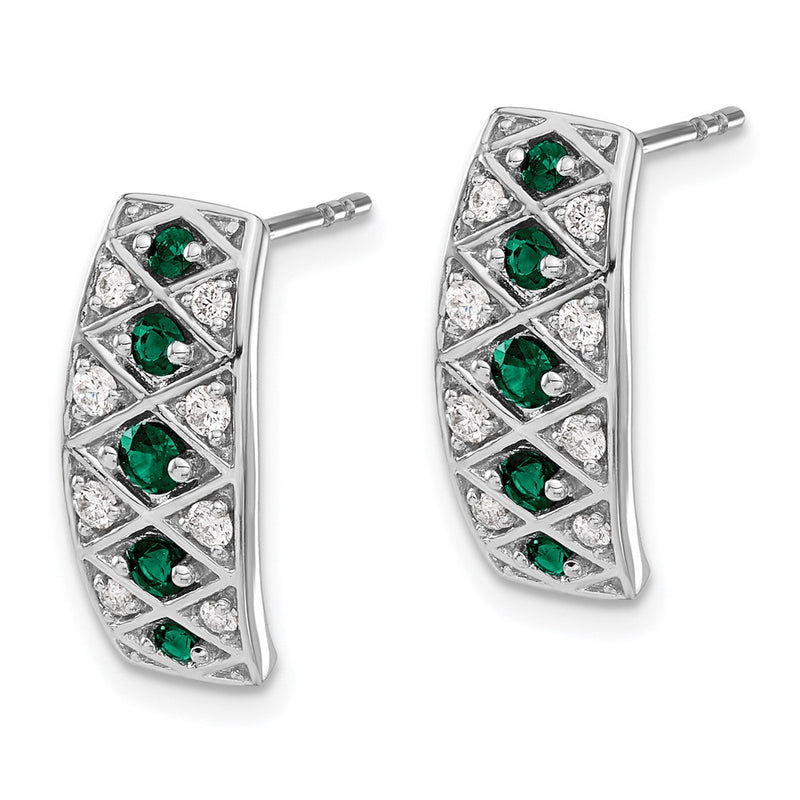 14k White Gold Real Diamond & Emerald Fancy Earrings