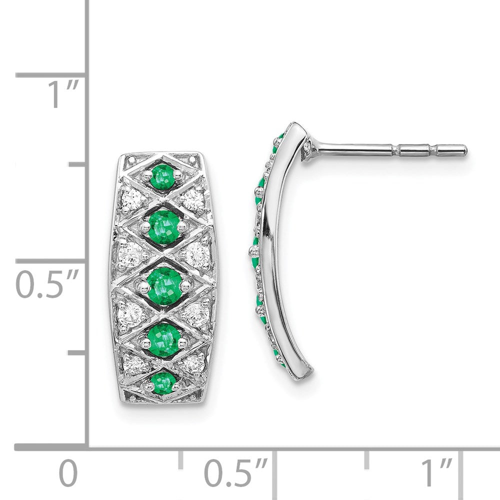14k White Gold Real Diamond & Emerald Fancy Earrings