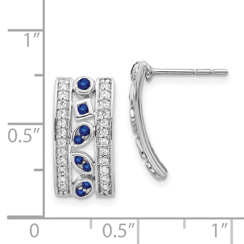 14k White Gold Real Diamond & Sapphire Fancy Earrings