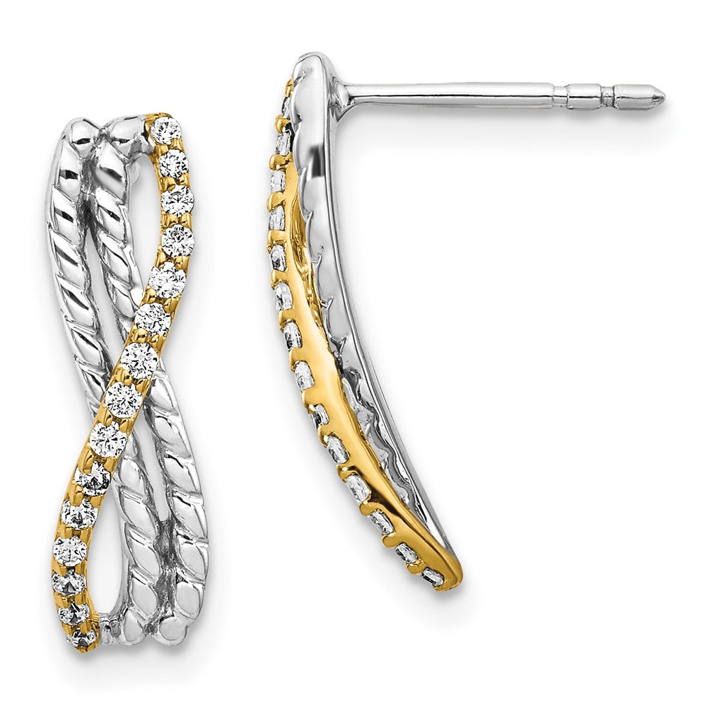 14k Yellow Gold Two-tone Real Diamond Fancy Earrings EM3857-020-YWA