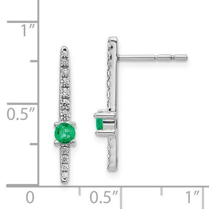 14k White Gold Real Diamond & Emerald Fancy Earrings