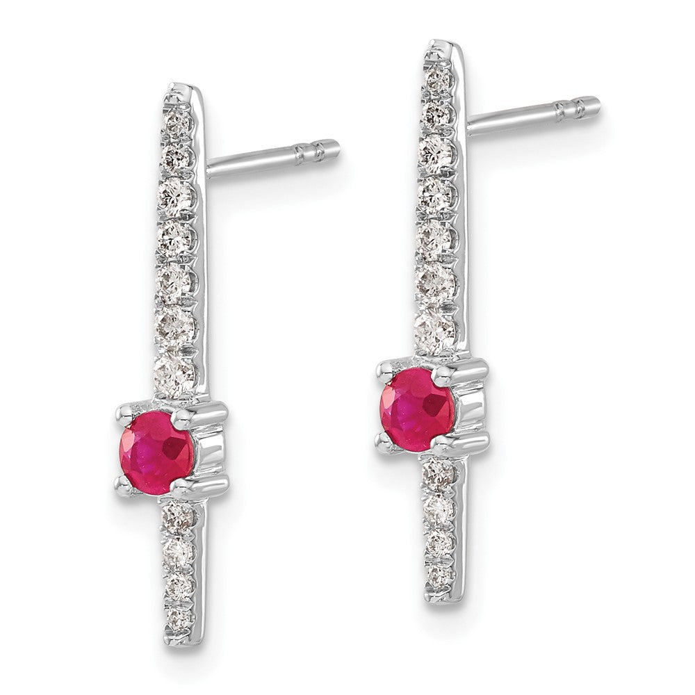 14k White Gold Real Diamond and Ruby Fancy Earrings