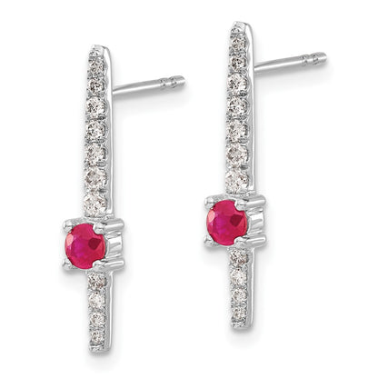 14k White Gold Real Diamond and Ruby Fancy Earrings