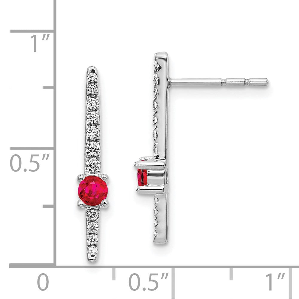14k White Gold Real Diamond and Ruby Fancy Earrings