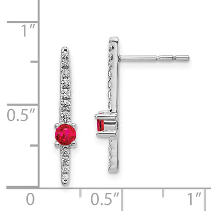 14k White Gold Real Diamond and Ruby Fancy Earrings
