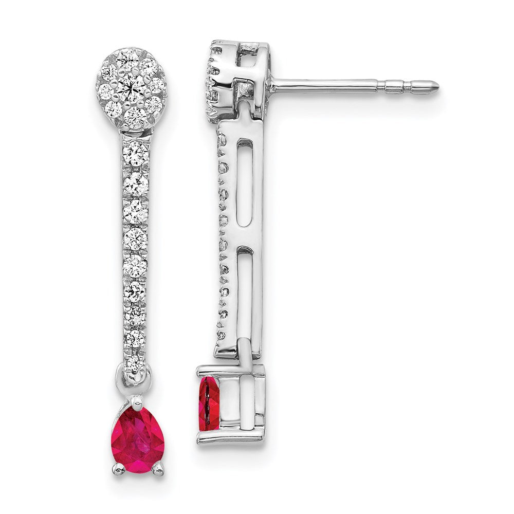 14k White Gold Real Diamond & Ruby Fancy Earrings