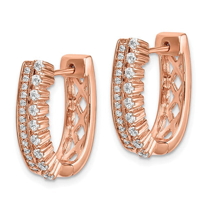 14k White Gold Real Diamond Fancy Hoop Earrings