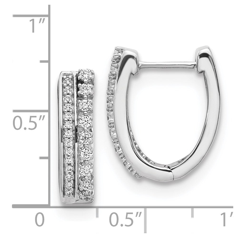 14k White Gold Real Diamond Fancy Hoop Earrings