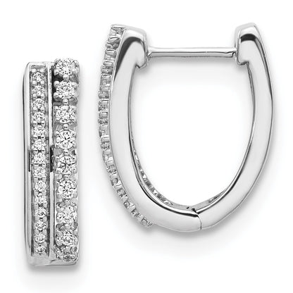 14k White Gold Real Diamond Fancy Hoop Earrings