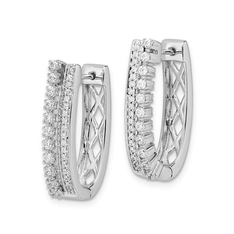 14k Rose Gold Real Diamond Fancy Hoop Earrings