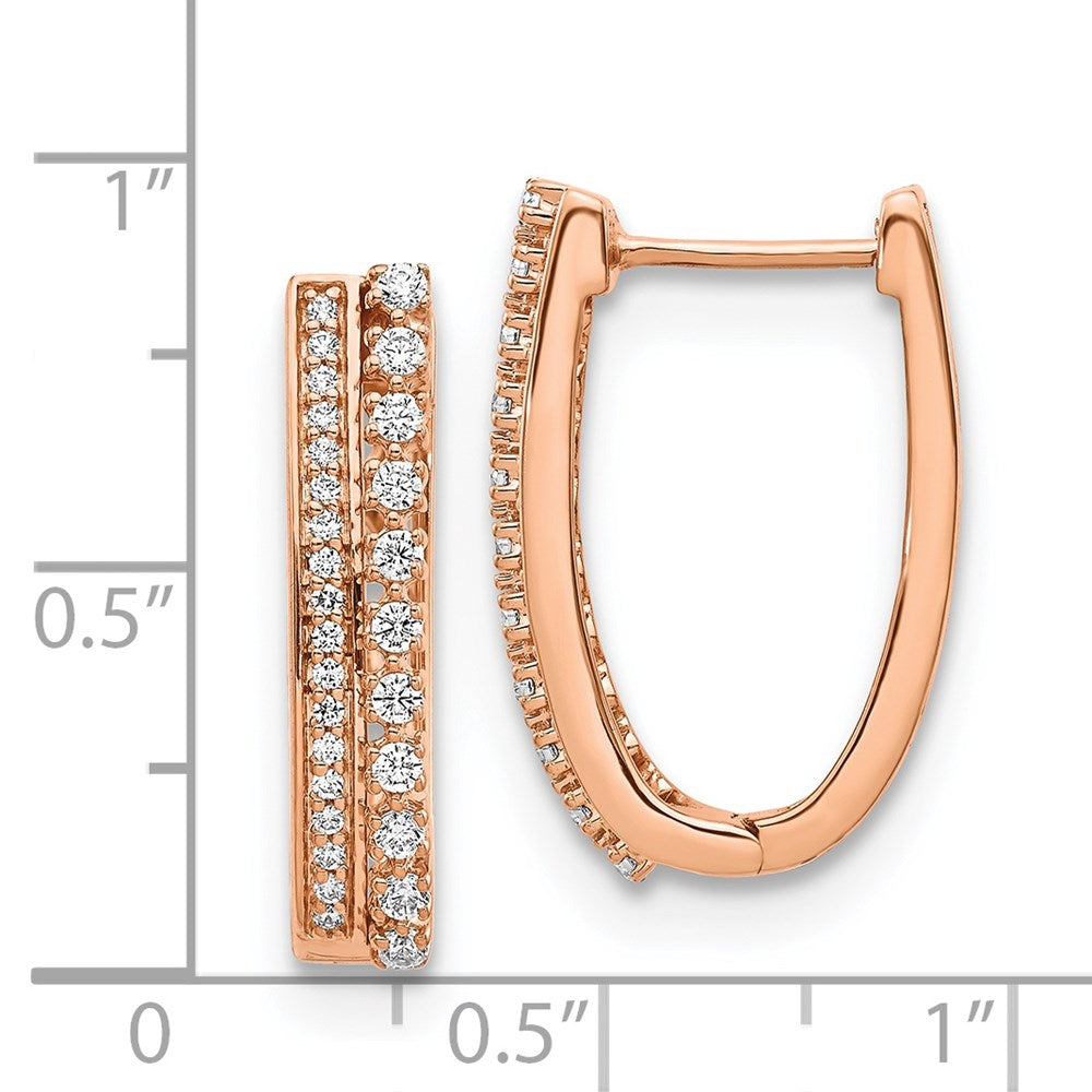14k Rose Gold Real Diamond Fancy Hoop Earrings