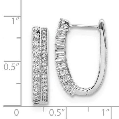 14k White Gold Real Diamond Fancy Hoop Earrings