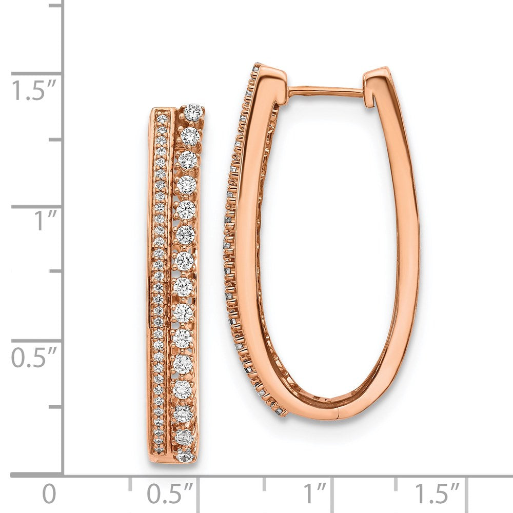 14k Rose Gold Real Diamond Fancy Hoop Earrings