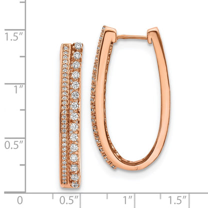 14k Rose Gold Real Diamond Fancy Hoop Earrings