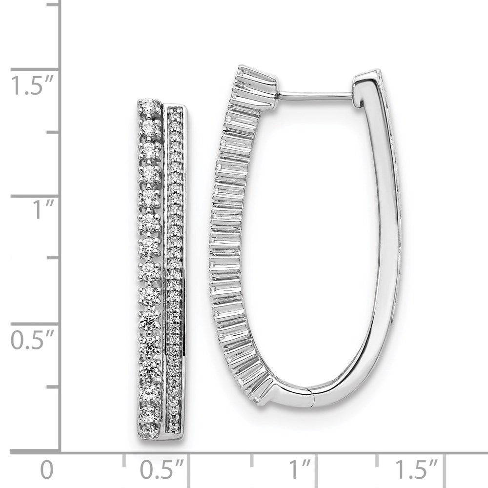 14k White Gold Real Diamond Fancy Hoop Earrings