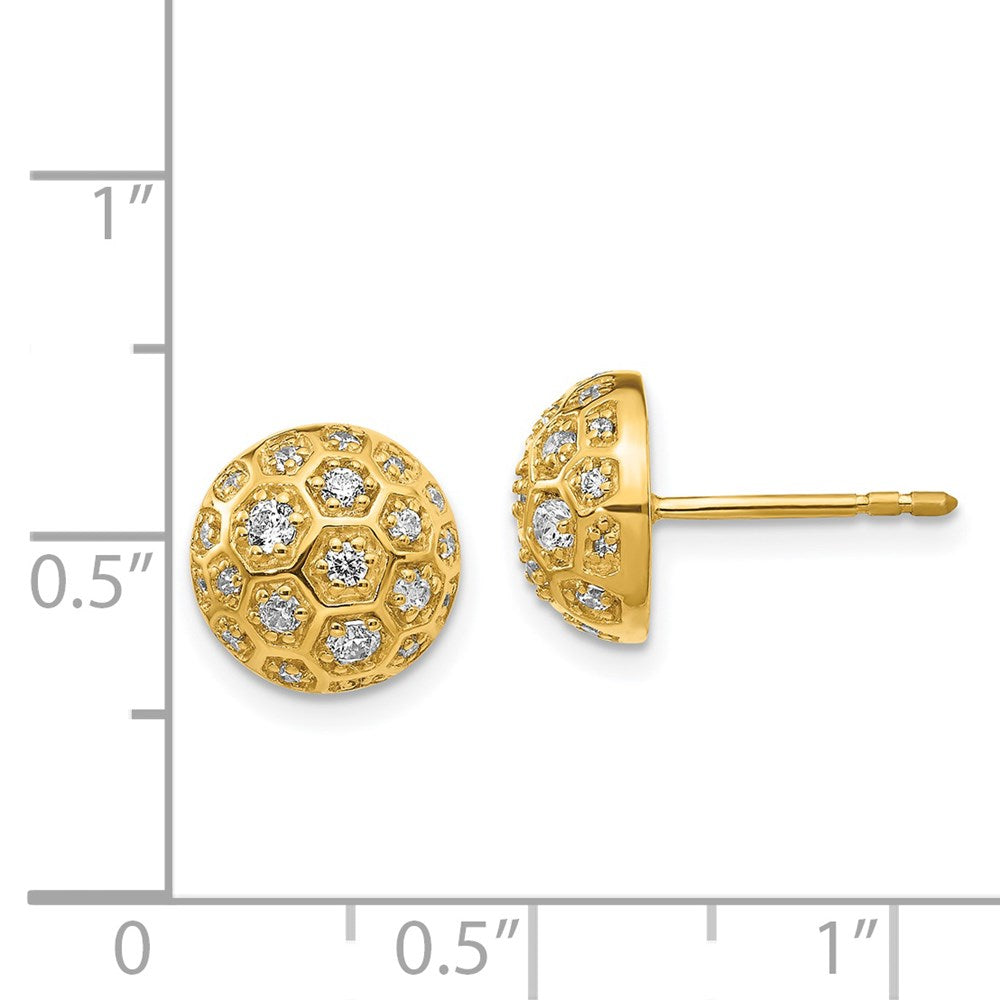 14k Yellow Gold Real Diamond Honeycomb Earrings