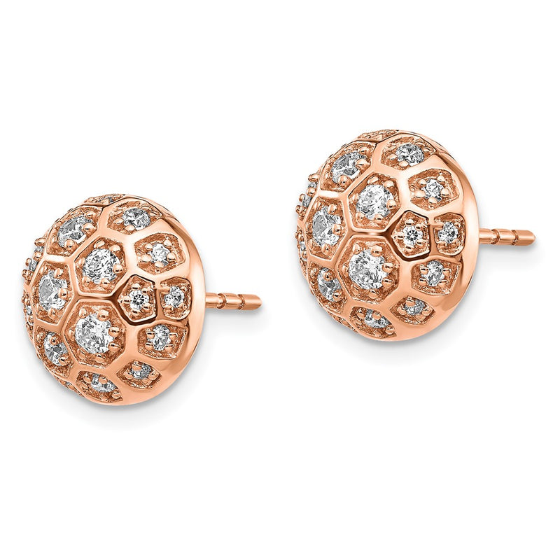 14k Rose Gold Real Diamond Honeycomb Earrings