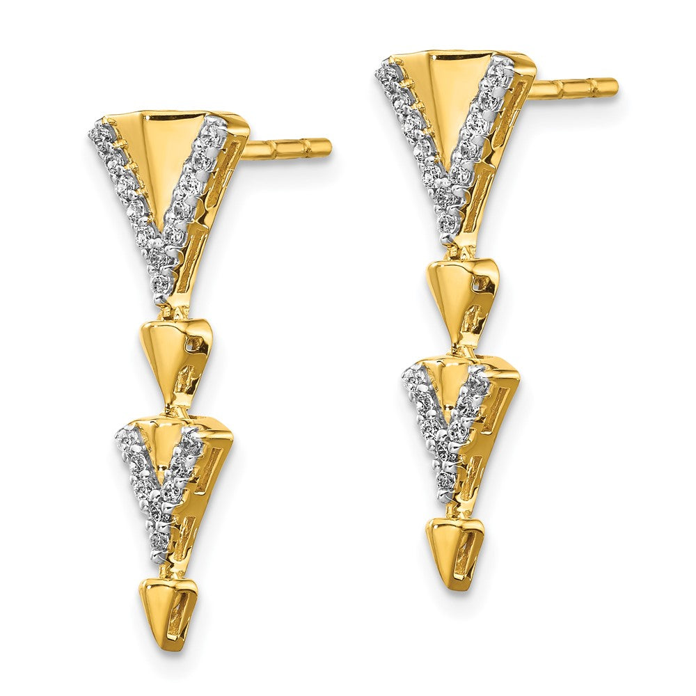 14k Yellow Gold Real Diamond Fancy Post Dangle Earrings EM3901-020-YA