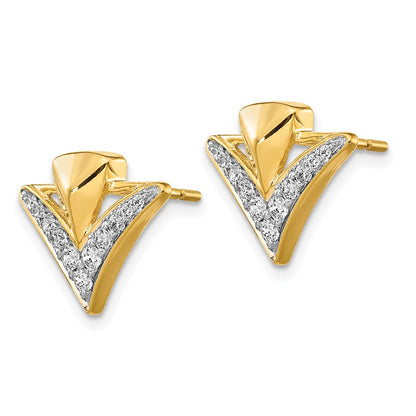 14k Yellow Gold Real Diamond Fancy Post Earrings