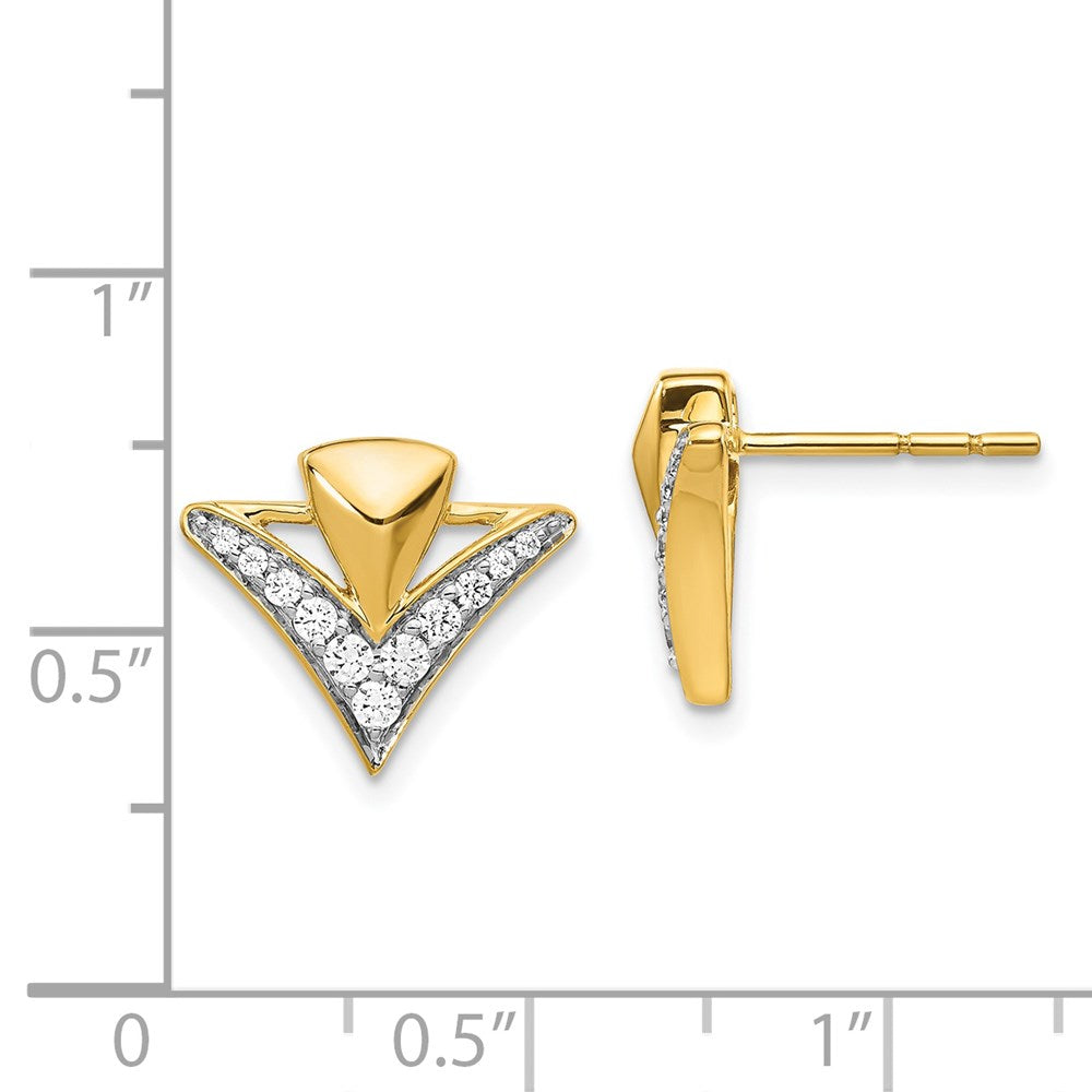 14k Yellow Gold Real Diamond Fancy Post Earrings