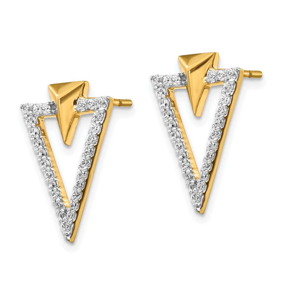 14k Yellow Gold Real Diamond Fancy Post Earrings