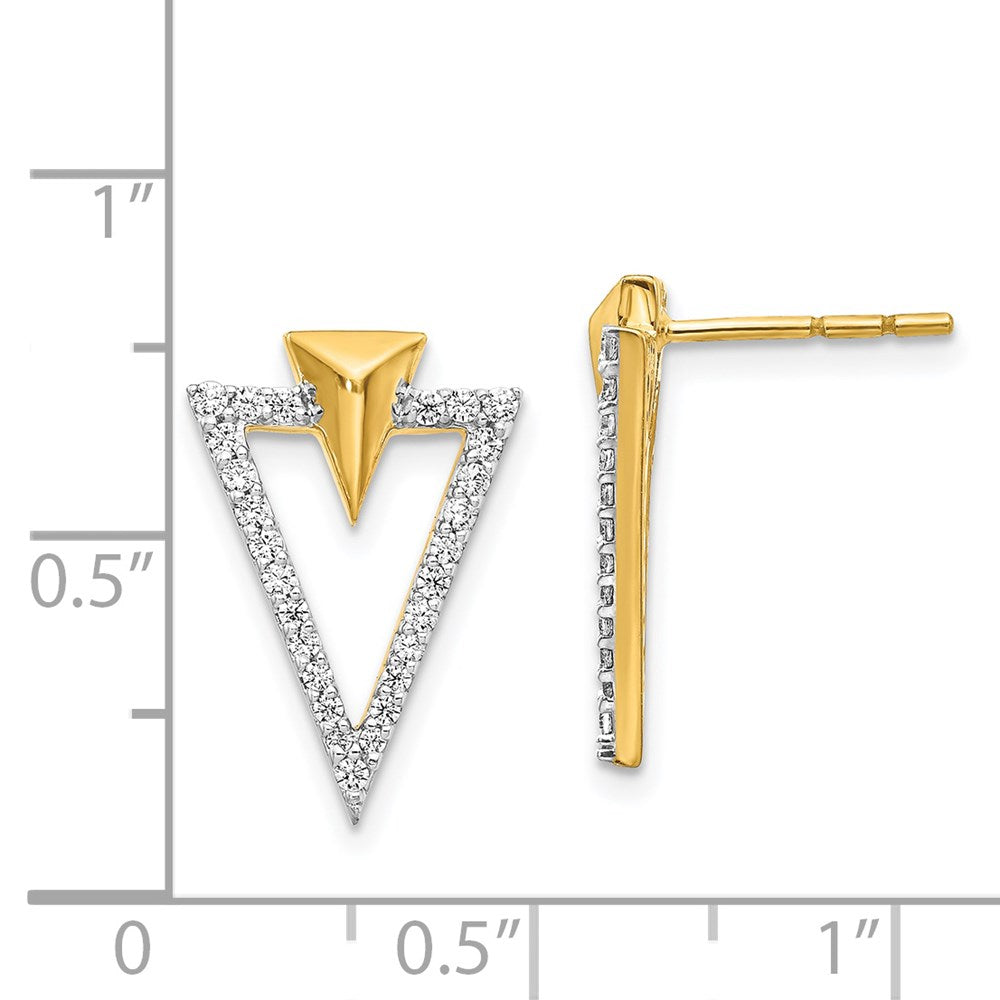 14k Yellow Gold Real Diamond Fancy Post Earrings