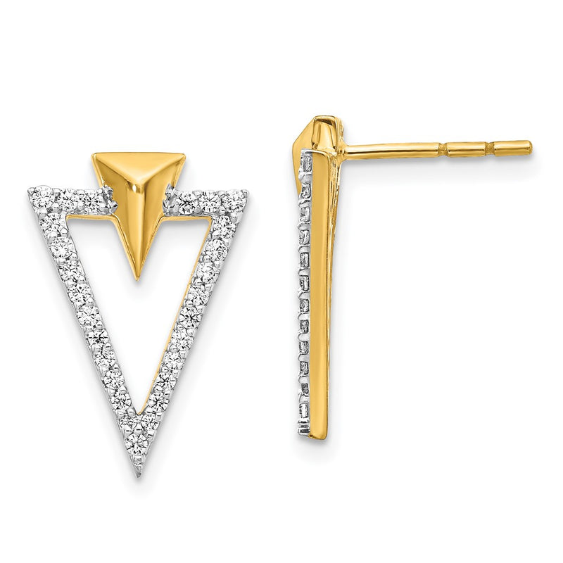 14k Yellow Gold Real Diamond Fancy Post Earrings