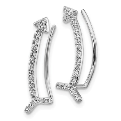 14k White Gold Real Diamond Ear Climber Earrings