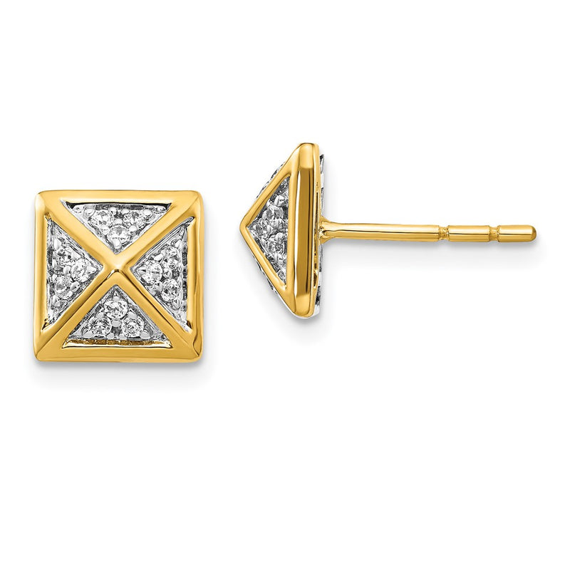 14k Yellow Gold Real Diamond Fancy Earrings