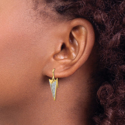 14k Yellow Gold Real Diamond Fancy Dangle Earrings