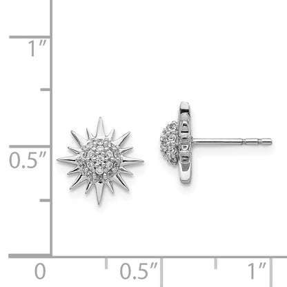 14k White Gold Real Diamond Fancy Sun Earrings